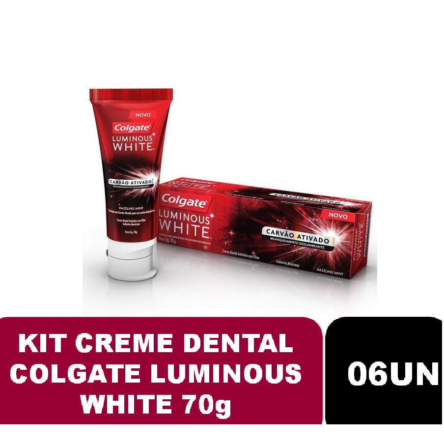 Kit 06un Creme Dental Colgate Luminous Carvão Ativado 60g em Oferta na Shopee