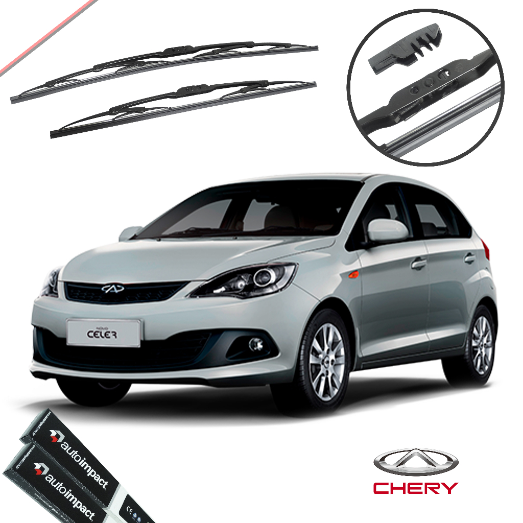 Par Palheta Parabrisa Dianteiro Ferro Original Chery Celer 2013 a 2018 Paleta Aerofit Limpador