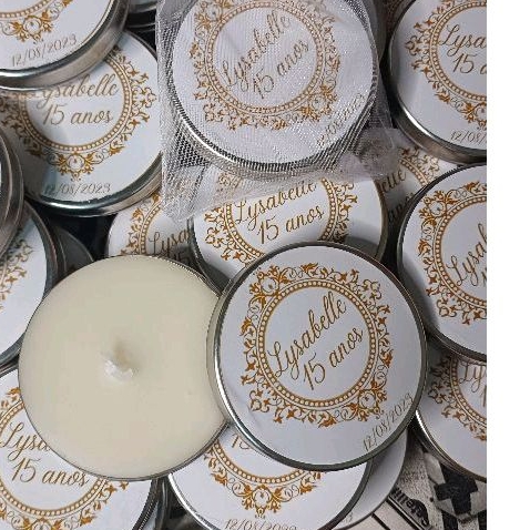 lembrancinha vela aromatica latinha 20g para 15 anos casamento nascimento batizado corporativo kit 20 unidades