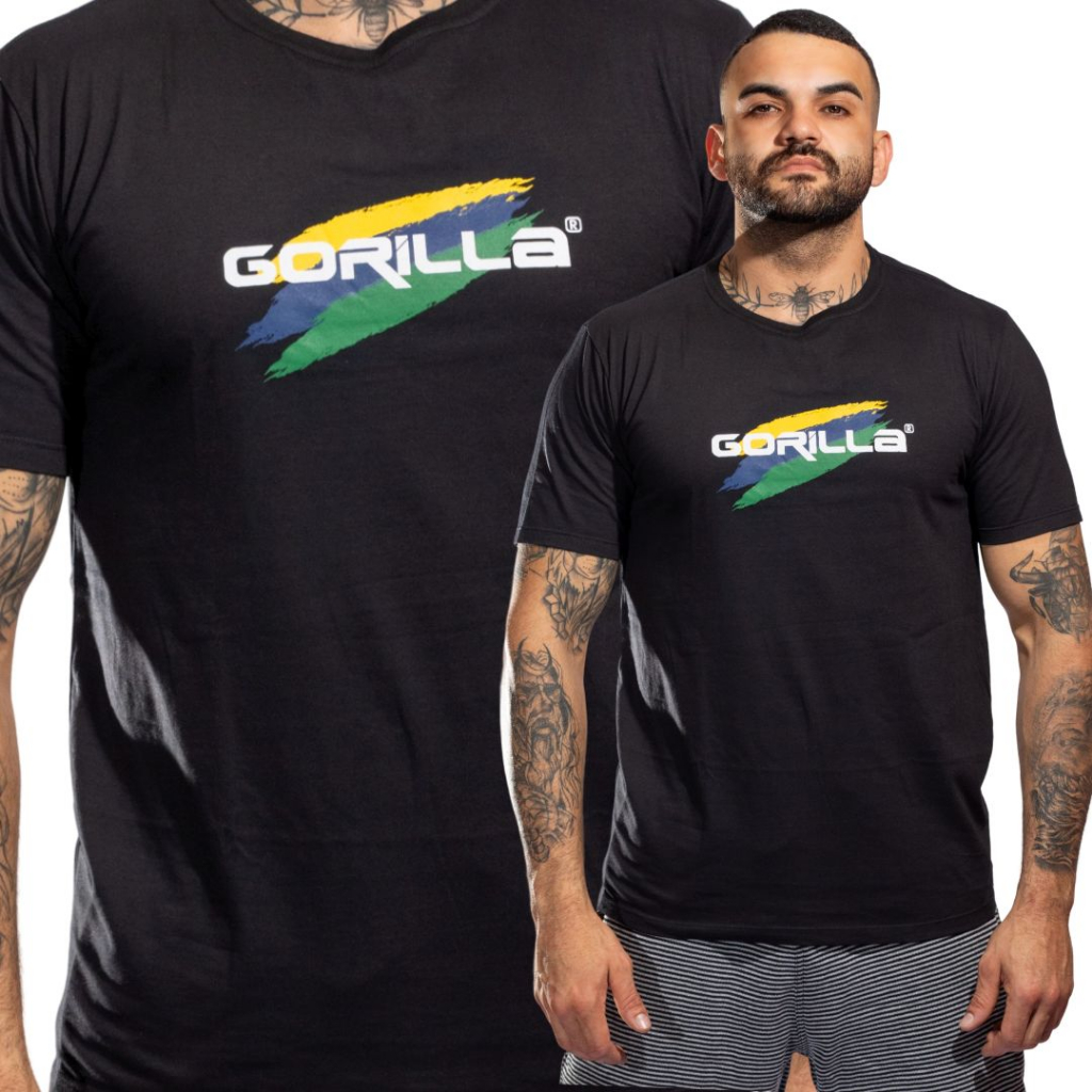 Camiseta Gorilla Brasil 100% Algodão Fabricação Própria Qualidade Conforto Estilo Treino Luta