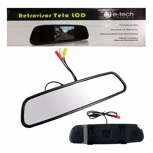 Espelho Retrovisor Monitor Com Tela Lcd 4,3''  E-tech