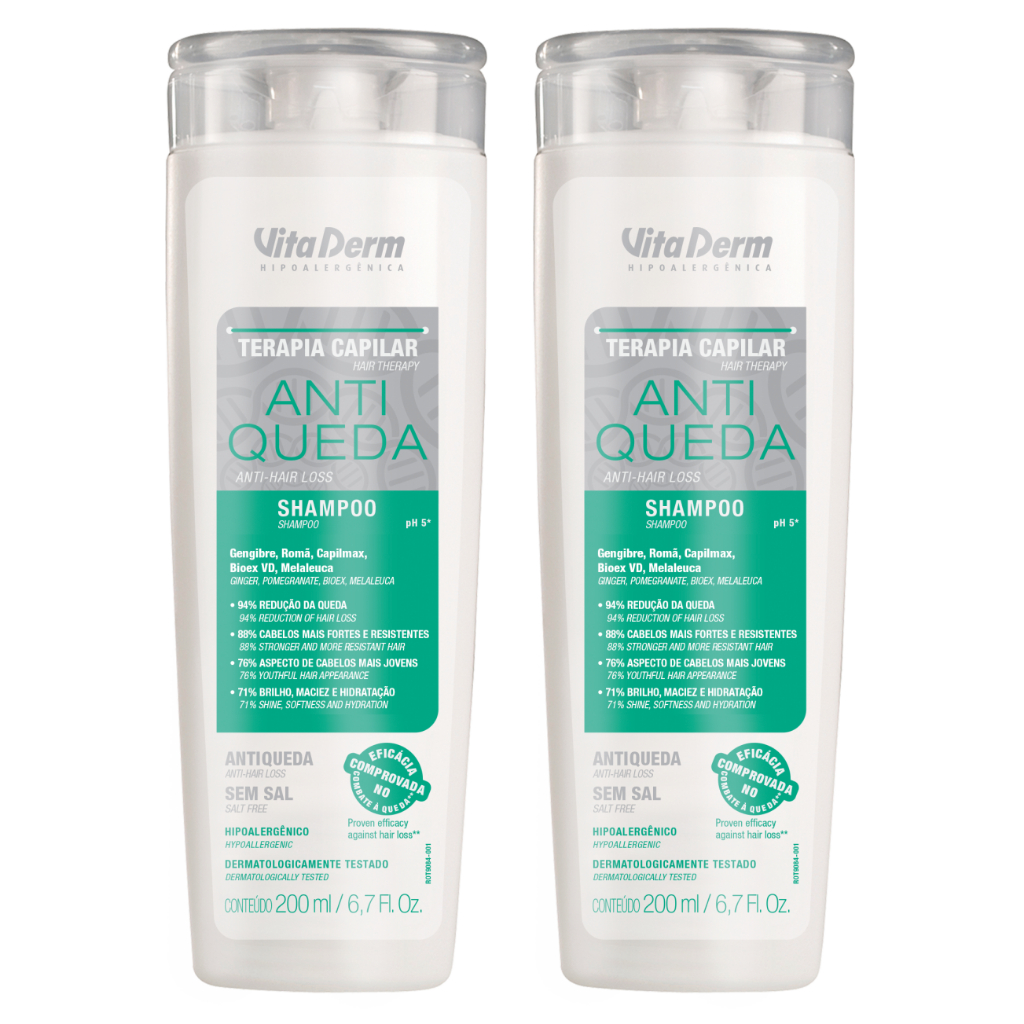 Shampoo Anti Queda Vita Derm 200ml 2 unidades Tratamento Anti Queda