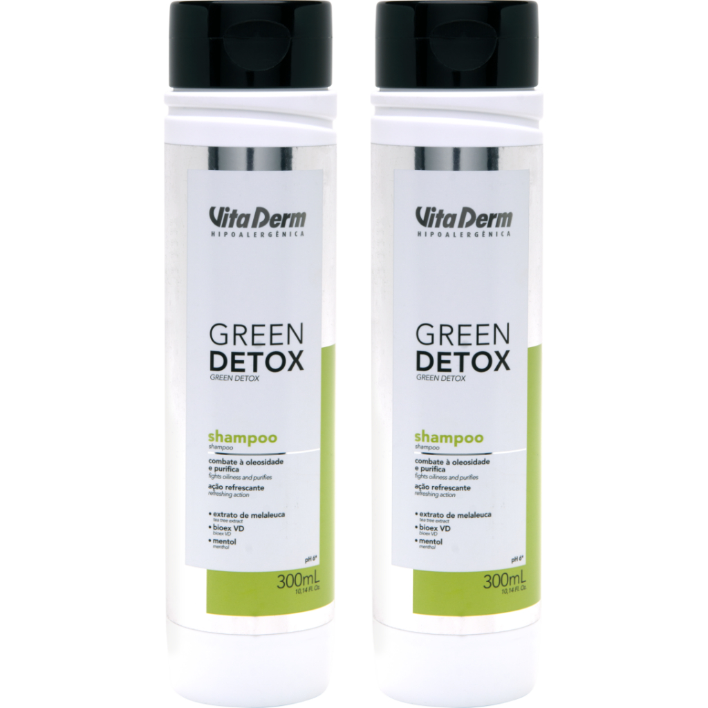 Shampoo Green Detox Vita Derm 300ml Controle da Oleosidade 2 unidades