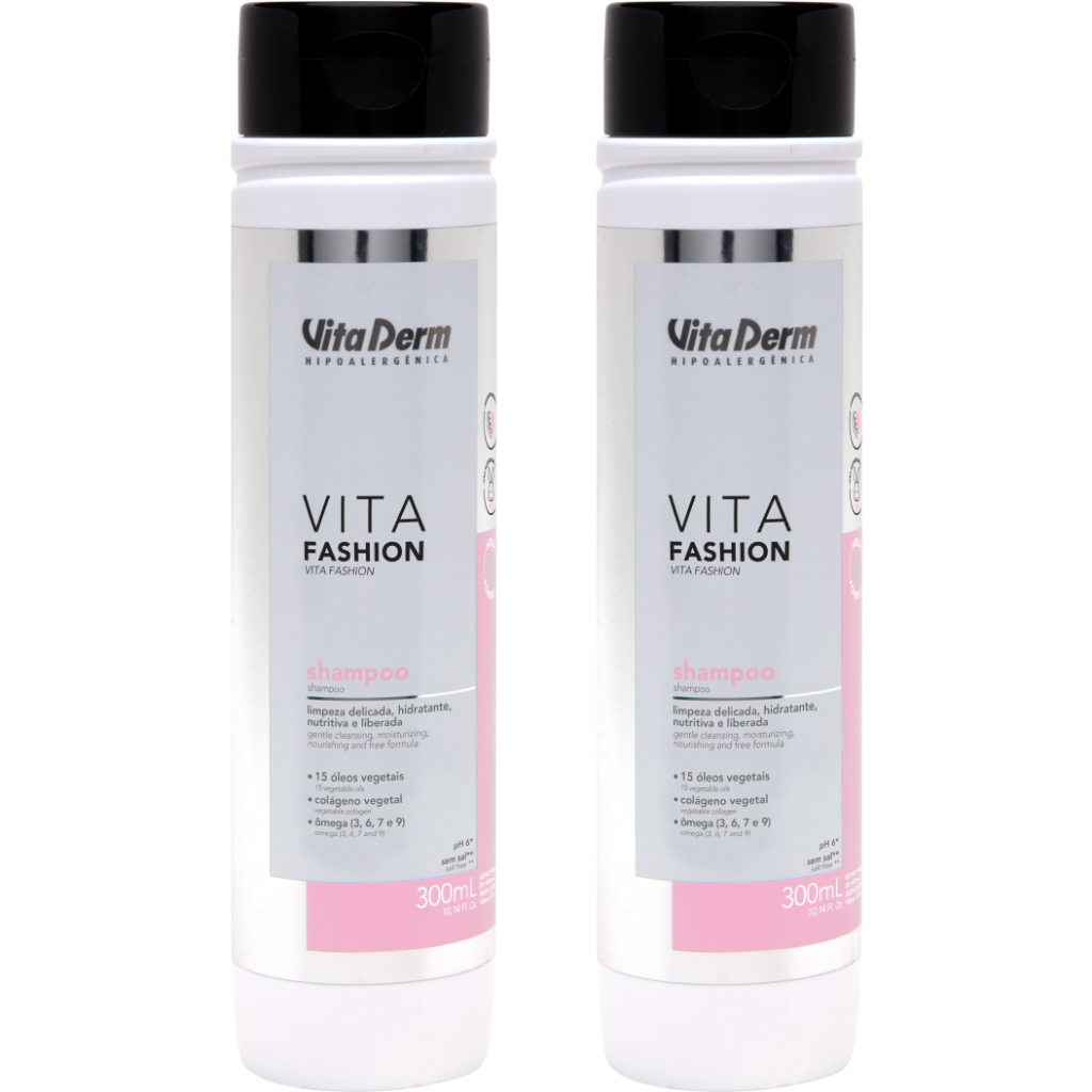 Vita Derm Shampoo Vita Fashion 300ml 2 unidades Cabelo Hidratação