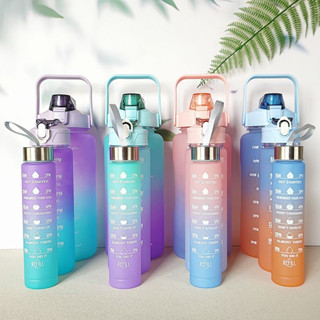Garrafa De Água Kit 2L 900ml 300ml Com Adesivos Motivacional Porta Celular Cor Aleatória