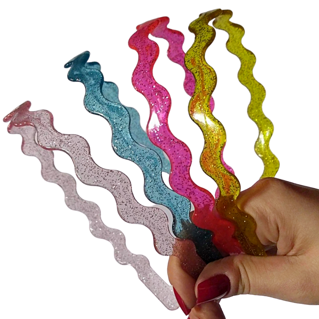 Tiara de Cabelo Infantil e Adulto - Zig Zag Glitter 10mm - 12 Unidades Sortidas em Oferta na Shopee