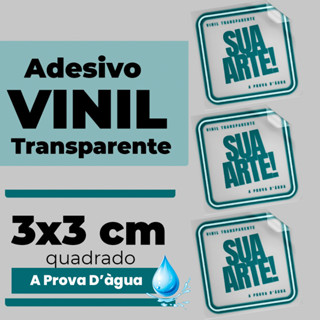 ETIQUETAS ADESIVAS l ADESIVOS PERSONALIZADOS 3X3cm VINIL TRANSPARENTE A PROVA D