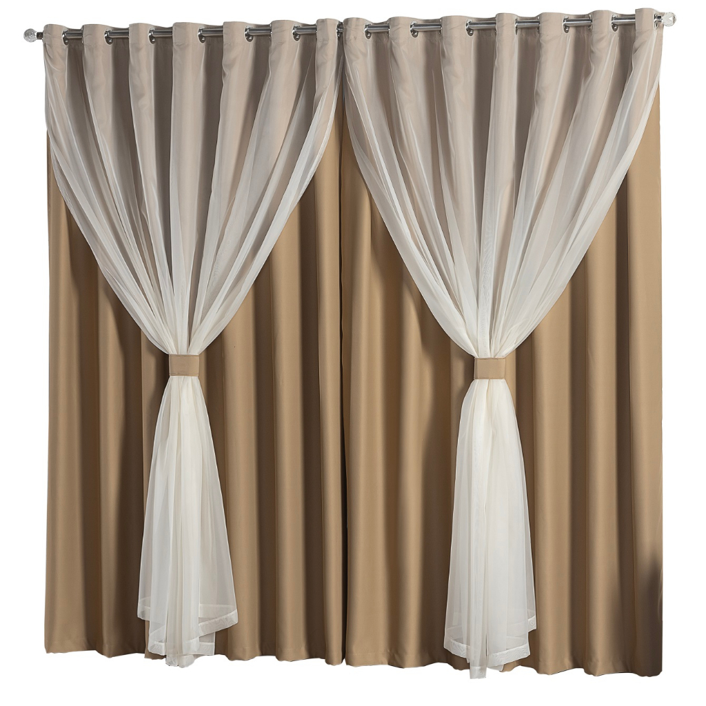 CORTINA SOLARIS COM VOIL  3,00M X 2,50M em Oferta na Shopee