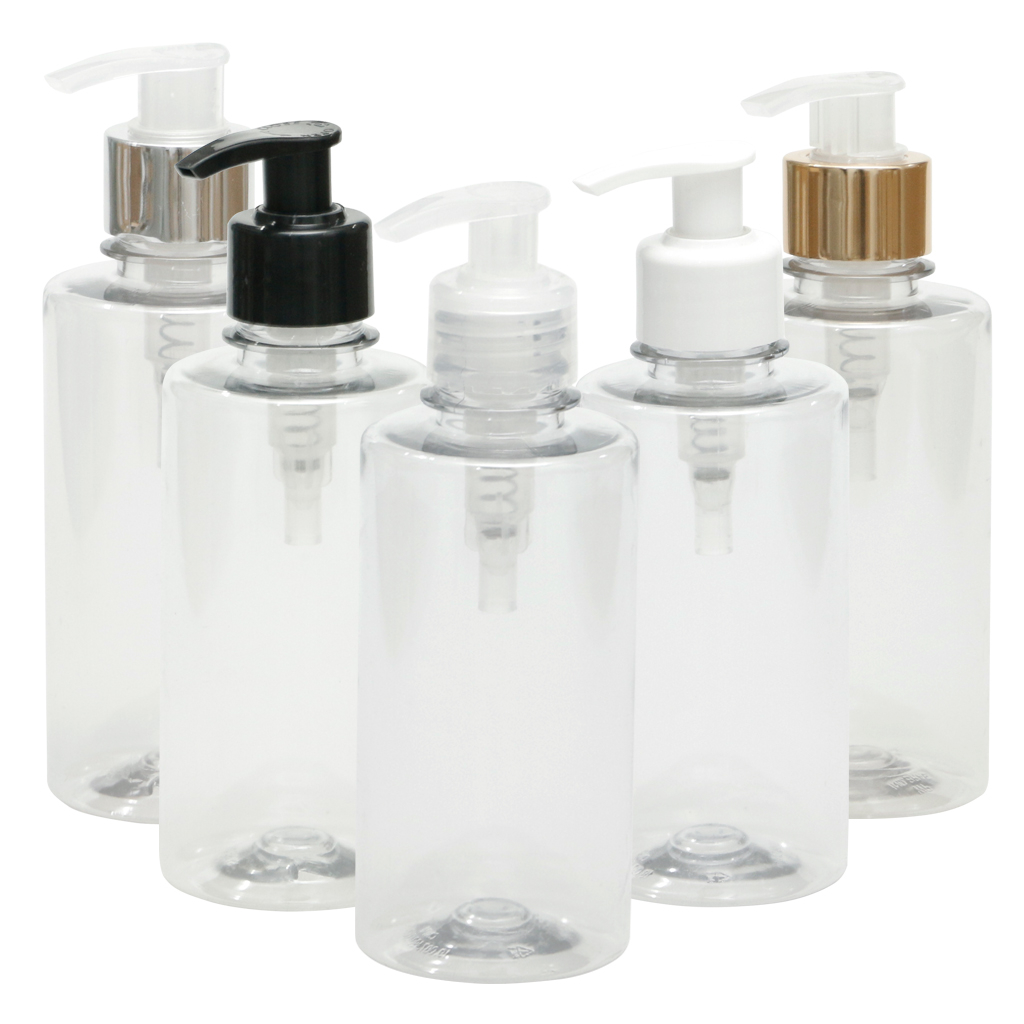 Kit com 5 unidades pet reto baixo 250ml rosca-28 com válvula sabonete diversas cores