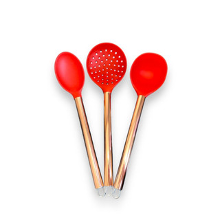 Kit Utensilios de Cozinha 3 Peças Inox Rose Concha/Colher/Escumadeira
