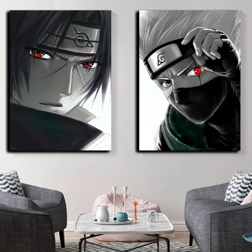 Kit 2 Quadros Placas Decorativas MDF Anime Tema Naruto Sakura e Hinata