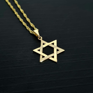 Colar Corrente Estrela de Davi Dourado Feminino e Masculino Aço Inox Antialérgico
