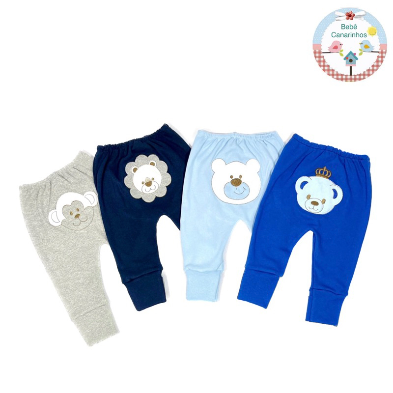 kIT MIJÃO BORDADO 4 peças de Algodão Suedine MENINO - calça bebê pé reversível