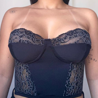 cropped corset com renda