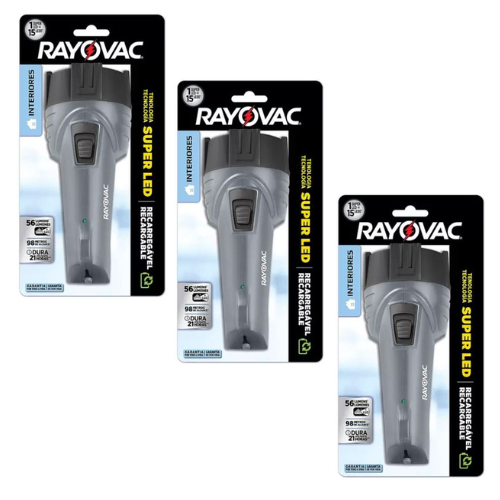 03 Lanternas Rayovac Recarregavel 1 Super Led = 15 Leds - Tática
