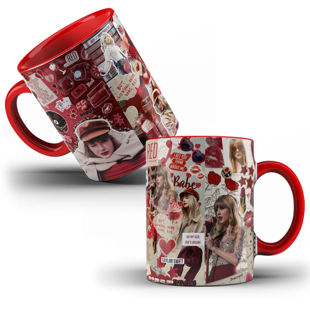 Caneca de Porcelana Personalizada Taylor Swift Fotos Red