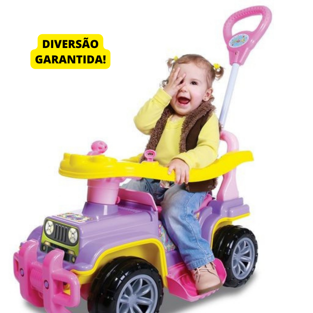 Quadriciclo Infantil Carrinho De Passeio Com Haste Baby Jeep Menina Dia das Crianças