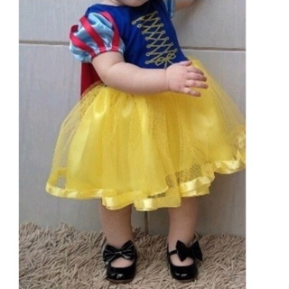 Vestido Branca de Neve temático de aniversário Mesversário - Festa Fantasia - Bebê veste de 1 mês a 5 aninhos em Oferta na Shopee
