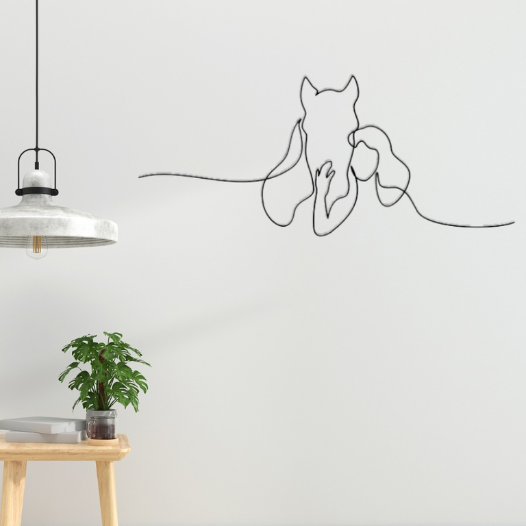 Quadro Decoração Mulher e Cavalo Aplique De Parede Vazado Fine Line Delicados Linhas Amor por Pets Mdf 3mm