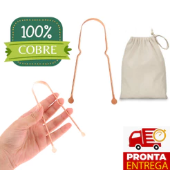 Limpador Raspador De Língua 100% Cobre Puro Ayurveda Adulto e Infantil Higiene Limpeza Bucal Lingual Lamina de Raspagem