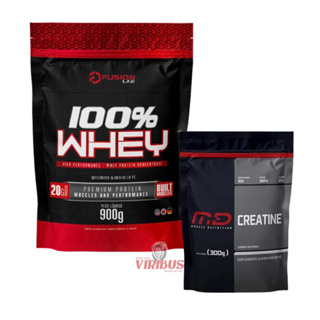 Combo Whey Protein 100% Fusion (Refil) 900g + Creatina 100% pura 300g (pouch)