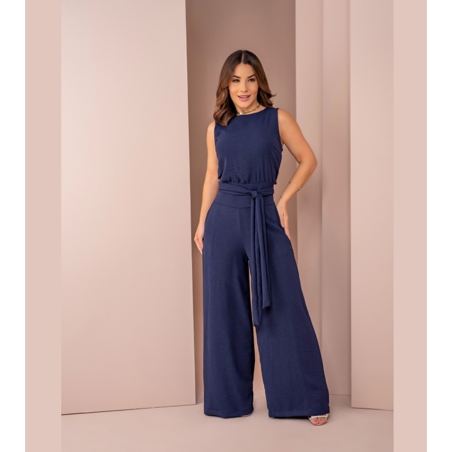 Conjunto Feminino Elegante Calça Pantalona e Blusa Regata