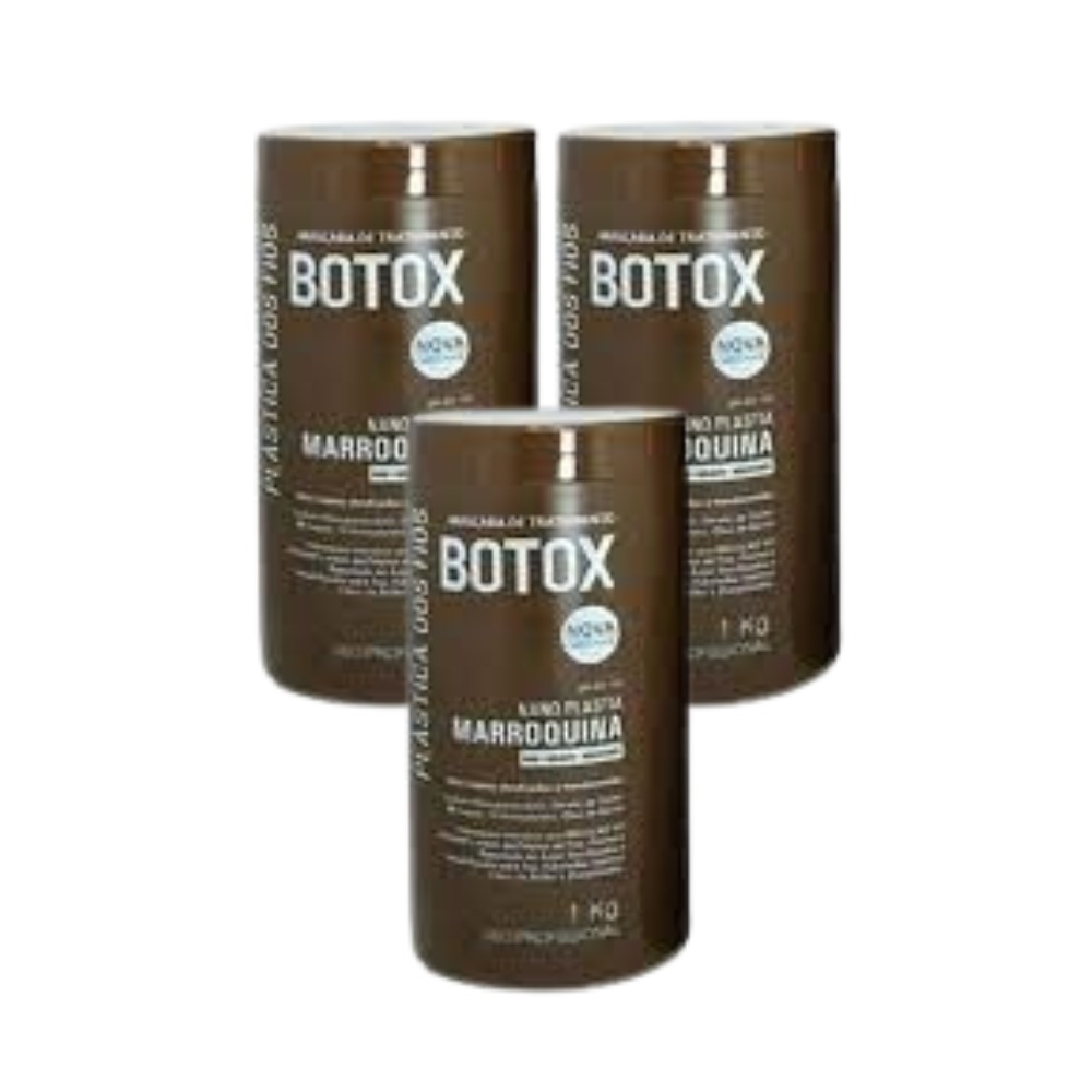 Kit com 3 Botox Plastica dos Fios Marroquina Alisamento e Redutor de Volume Capilar 1Kg