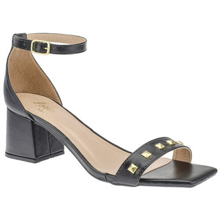 Sandália Feminina Salto Grosso Quadrado Confortavel com Enfeite Piramide Blogueira 4-410 em Oferta na Shopee