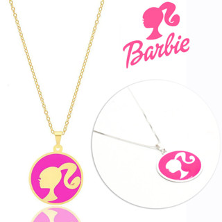 Colar Dourado e Prata Feminino Modelo Barbie Rosa Pink