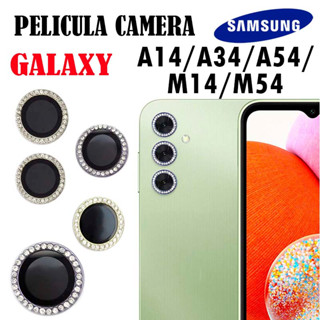 Kit (3 pcs)Películas Câmera Diamonte Para Galaxy A15/A14/A24/A54/A34/M14/M34/M54 Protetor Da Lente Colorido