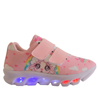 Tênis Casual Infantil De Led Ovelhinha Menina Luzes Velcro