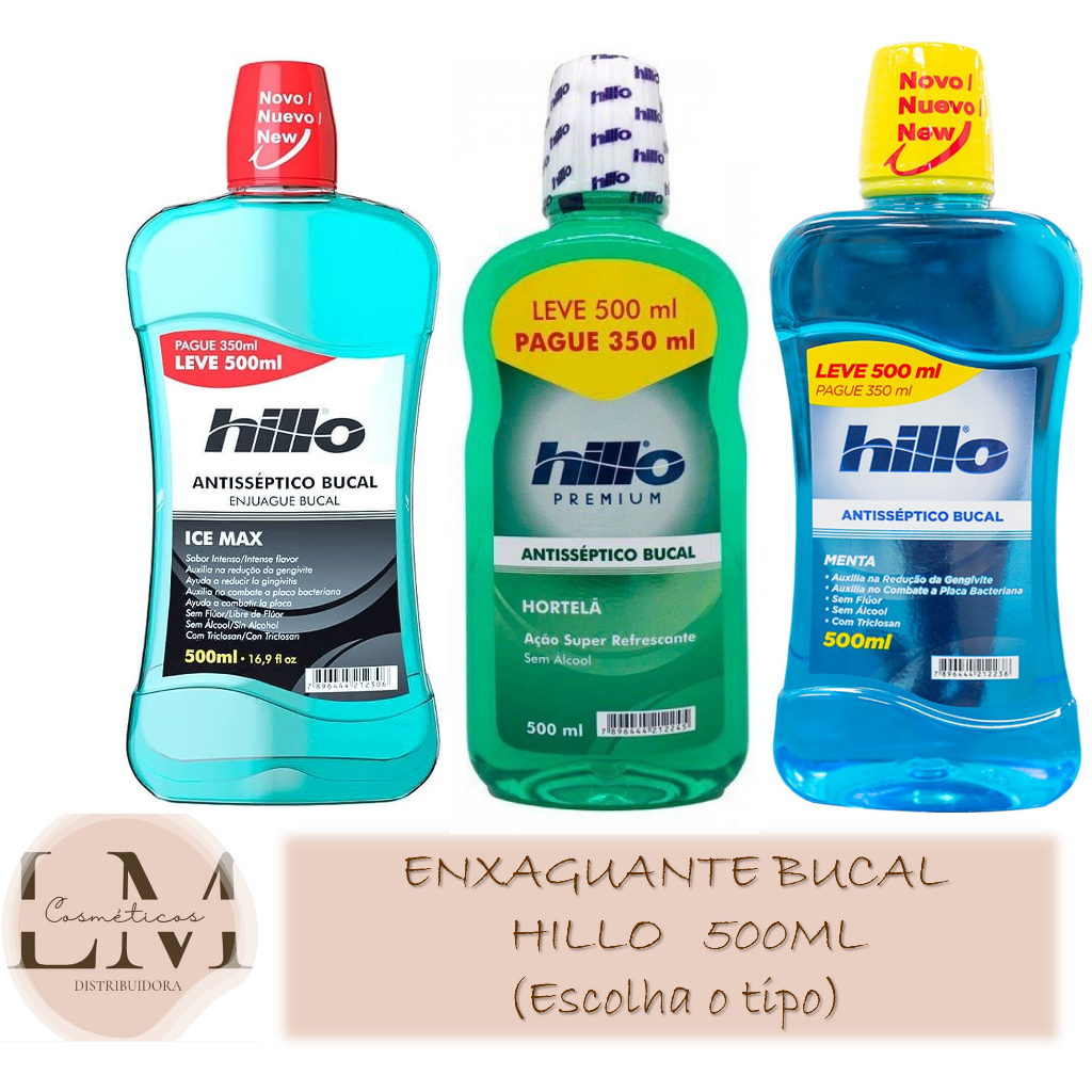 Enxaguante Bucal Hillo 500ml (Escolha o tipo) em Oferta na Shopee
