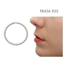 Piercing Argola Trançada Prata 925 Torção Nostril Orelha