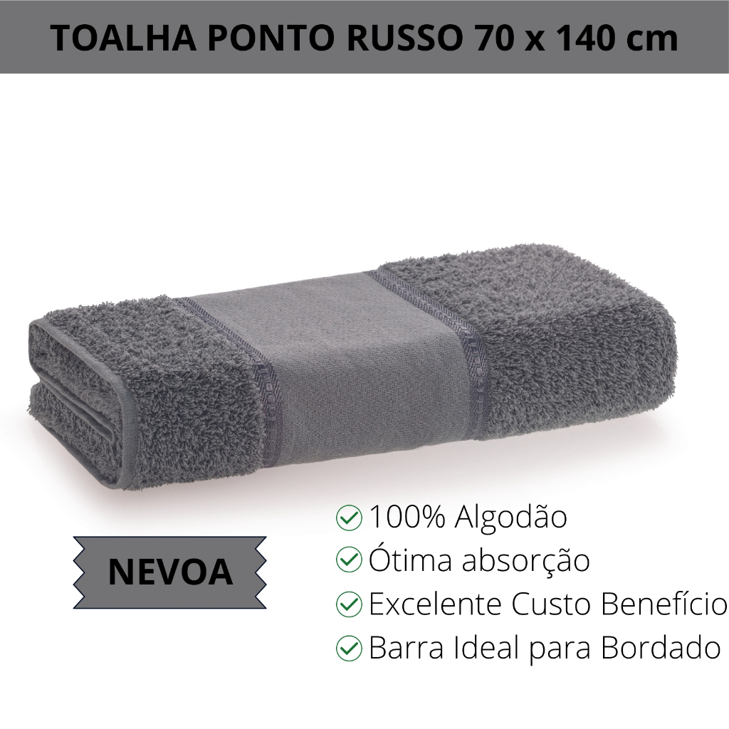 Toalha Banho Ponto Russo 100% Algodão Barra Para Bordado
