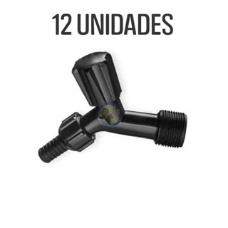 Kit 12 Peças Torneira de Jardim + Bico Tanque Preta Plástico 1/2" - Plasbohn
