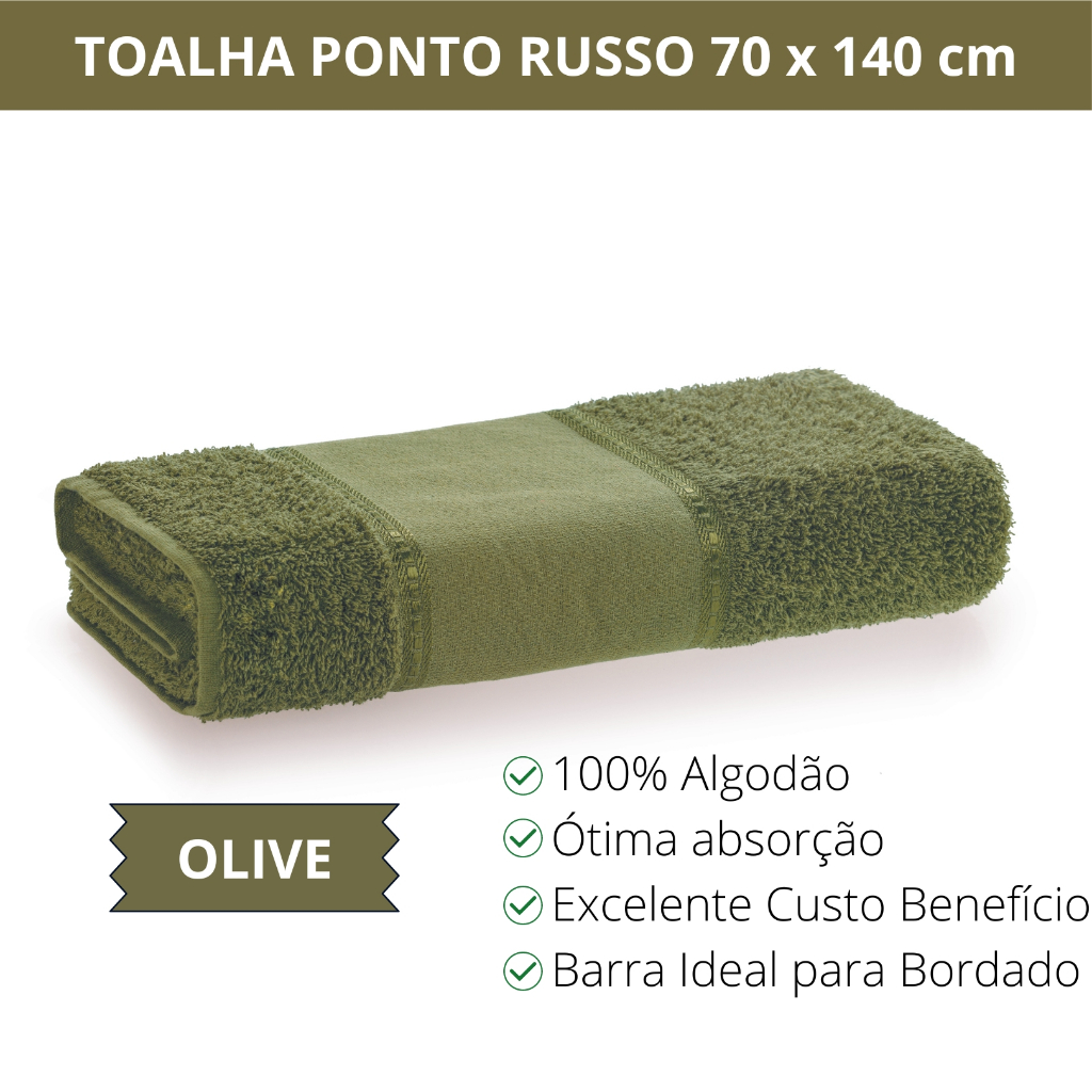 Toalha de Banho Barra Para Personalizar 70x140cm  Ponto Russo