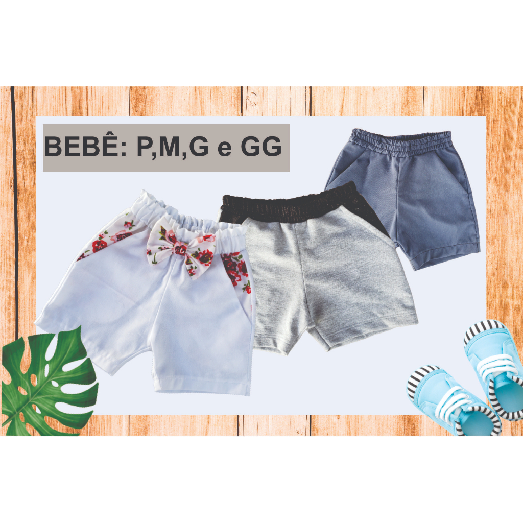 Molde short bebê para costura P, M, G e GG tamanho real para costura ref5022 em Oferta na Shopee