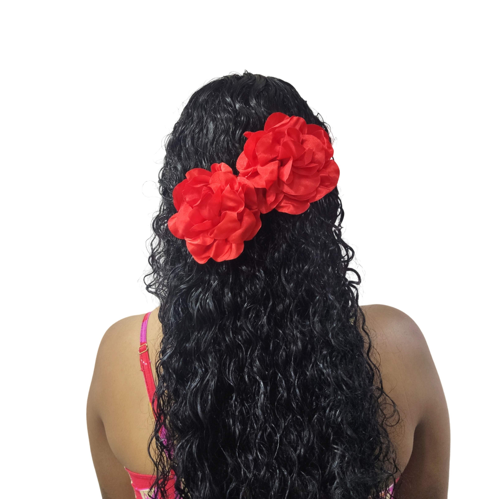 Kit 2 Presilhas Flor De Cabelo De Cetim Enfeite P/ Penteados
