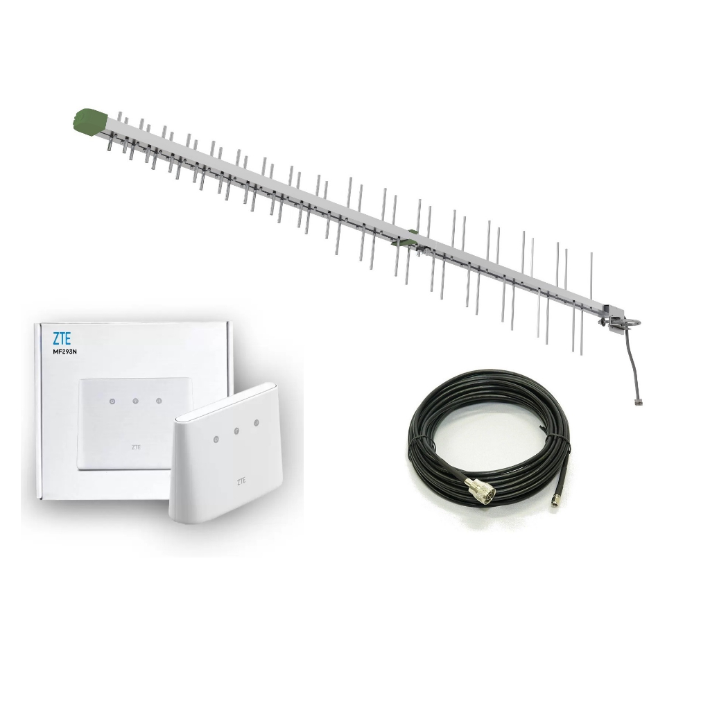 Kit Rural Alto Ganho | Roteador Wifi Modem Cabo 15mt Antena