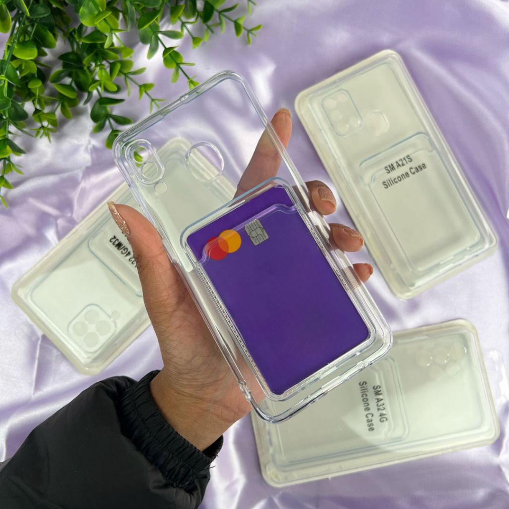 Capa Transparente Porta Cartão Compatível com Samsung A20-A30 / A21S / A22 4G - M22 4G - M32 4G / A32 4G Capinha. CF57