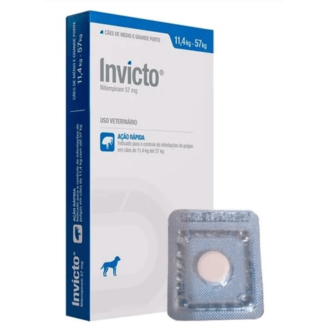 Invicto 57mg Antipulgas P/cães E Gatos De 11,4kg A 57kg - 1 Comprimido em Oferta na Shopee