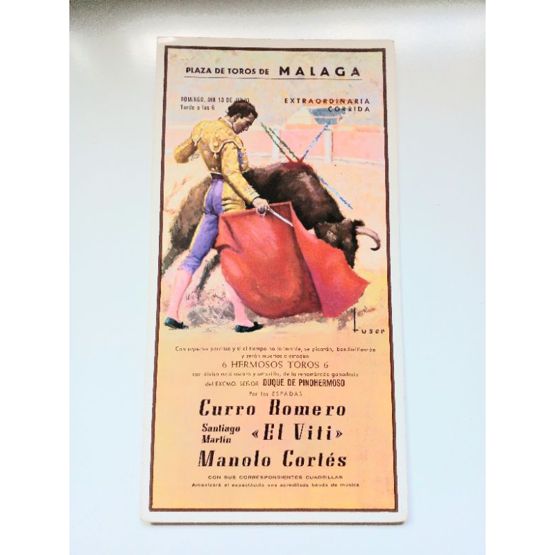 Interessantíssimo Cartão Postal Espanhol Touradas Malaga Raridade