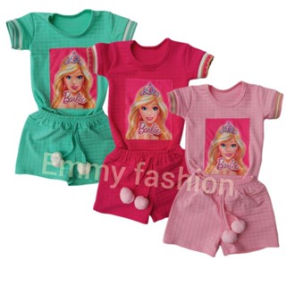 conjunto infantil meninas Barbie blogueirinha modinha shorts e blusa festa Barbie temática