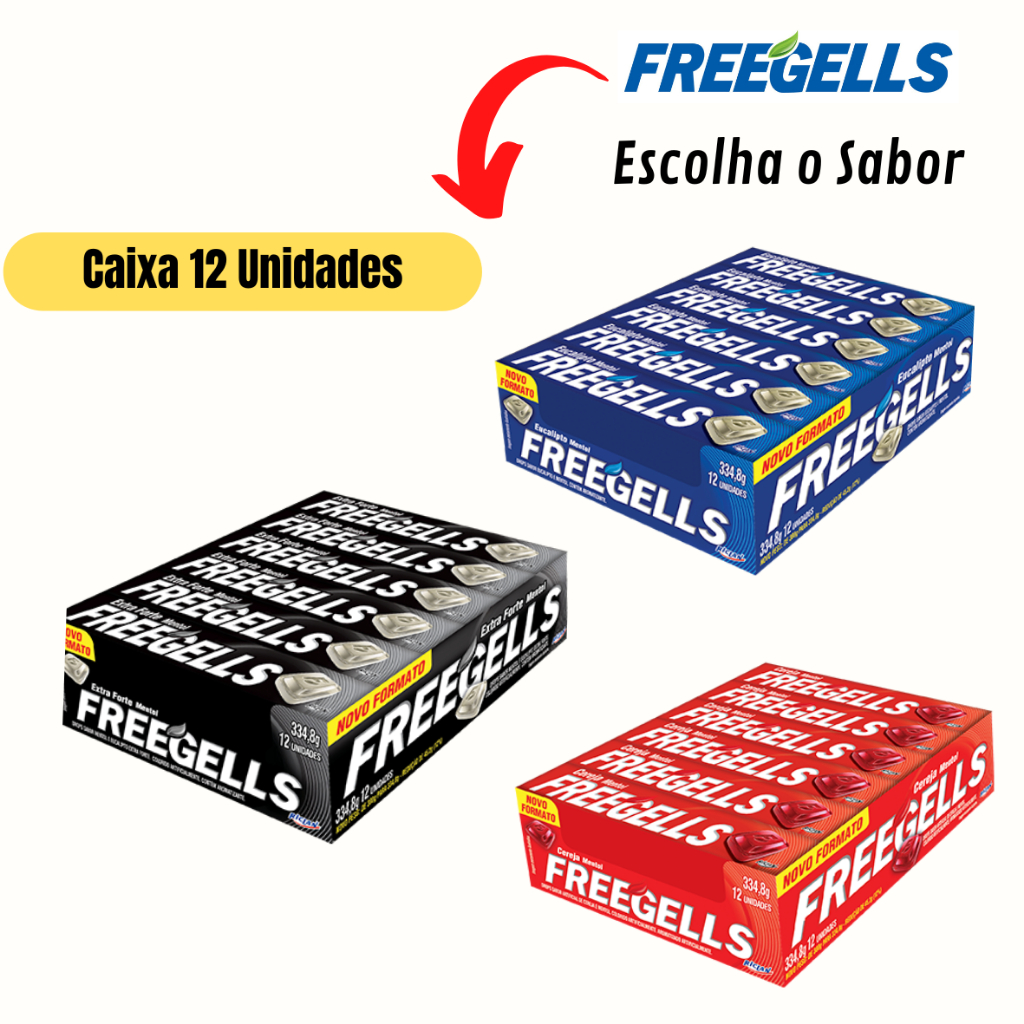 Drops Freegells 27,6 gramas Caixa c/ 12 Unidades