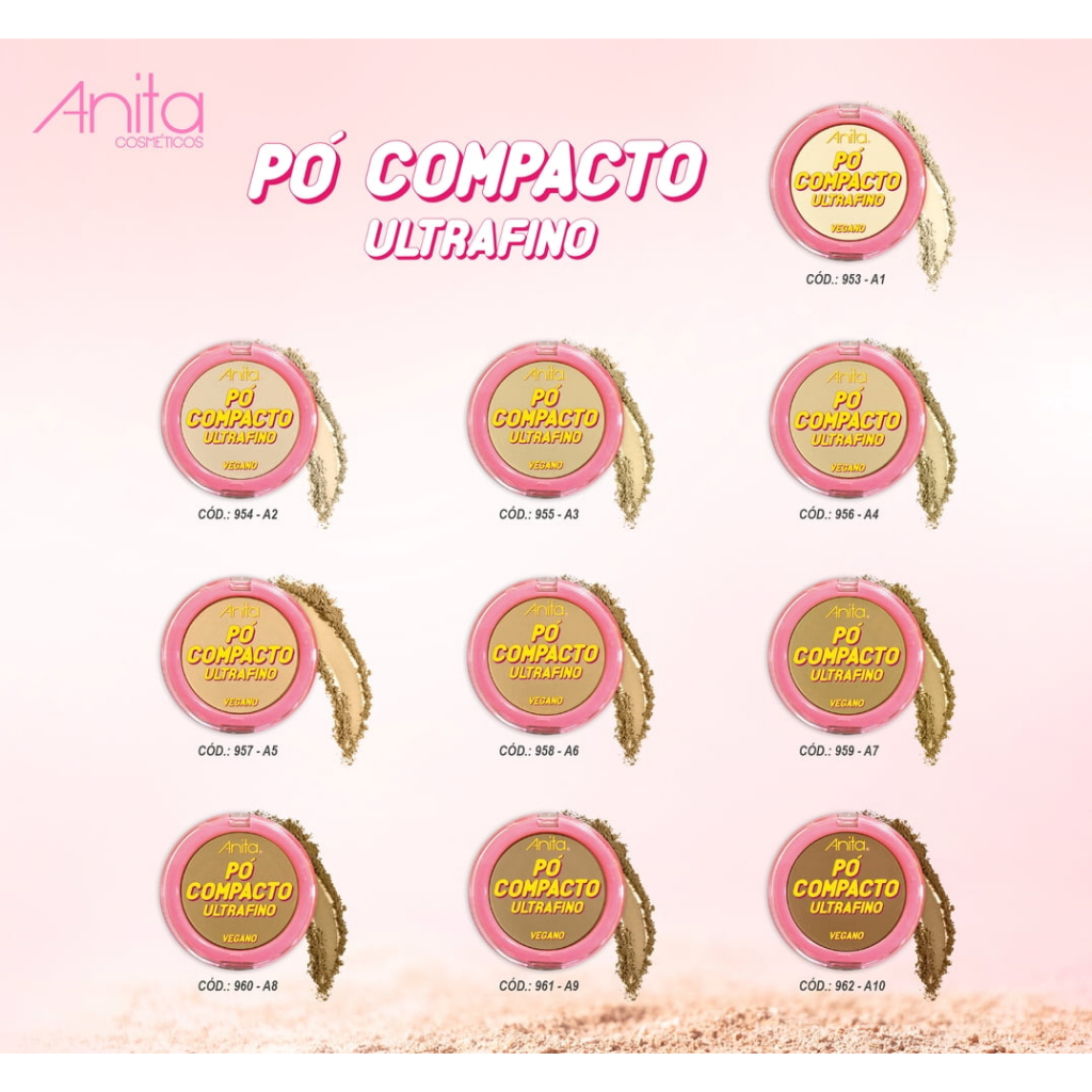 Pó Compacto Ultrafino Vegano 10g - Anita em Oferta na Shopee