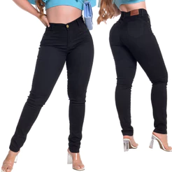 Calças Cós Alto Até o Umbigo Jeans Feminino Com Lycra 34 36 38 40 42 44 46