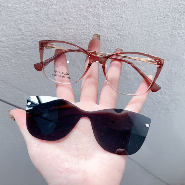 Clipon feminino 2 em 1 lente polarizada armação de grau 6517
