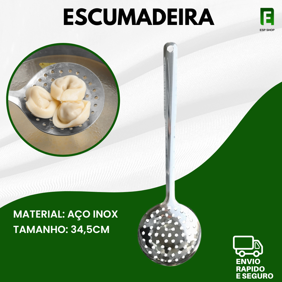 Escumadeira Espumadeira Aço Inox Grande Tramontina 34cm Profissional Resistente