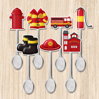 KIT 25 , 50 OU 100 MINI COLHERZINHA FESTA BOMBEIRO ELEMENTOS em Oferta na Shopee