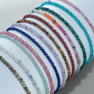 Pulseira Fininha Delicada Aço Pedra Natural Pequena Facetada 1.90 a 2mm - Brilhante em Oferta na Shopee